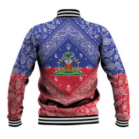 Haiti Paisley Baseball Jacket Haitian Flag Bandana Style - Wonder Print Shop