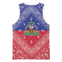 Haiti Paisley Basketball Jersey Haitian Flag Bandana Style - Wonder Print Shop