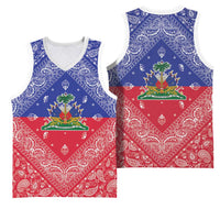 Haiti Paisley Basketball Jersey Haitian Flag Bandana Style - Wonder Print Shop