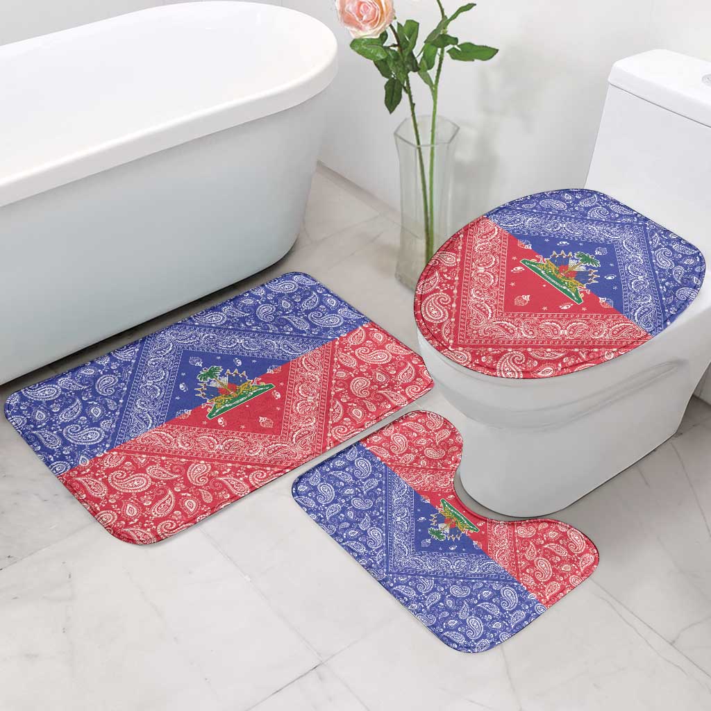 Haiti Paisley Bathroom Set Haitian Flag Bandana Style - Wonder Print Shop
