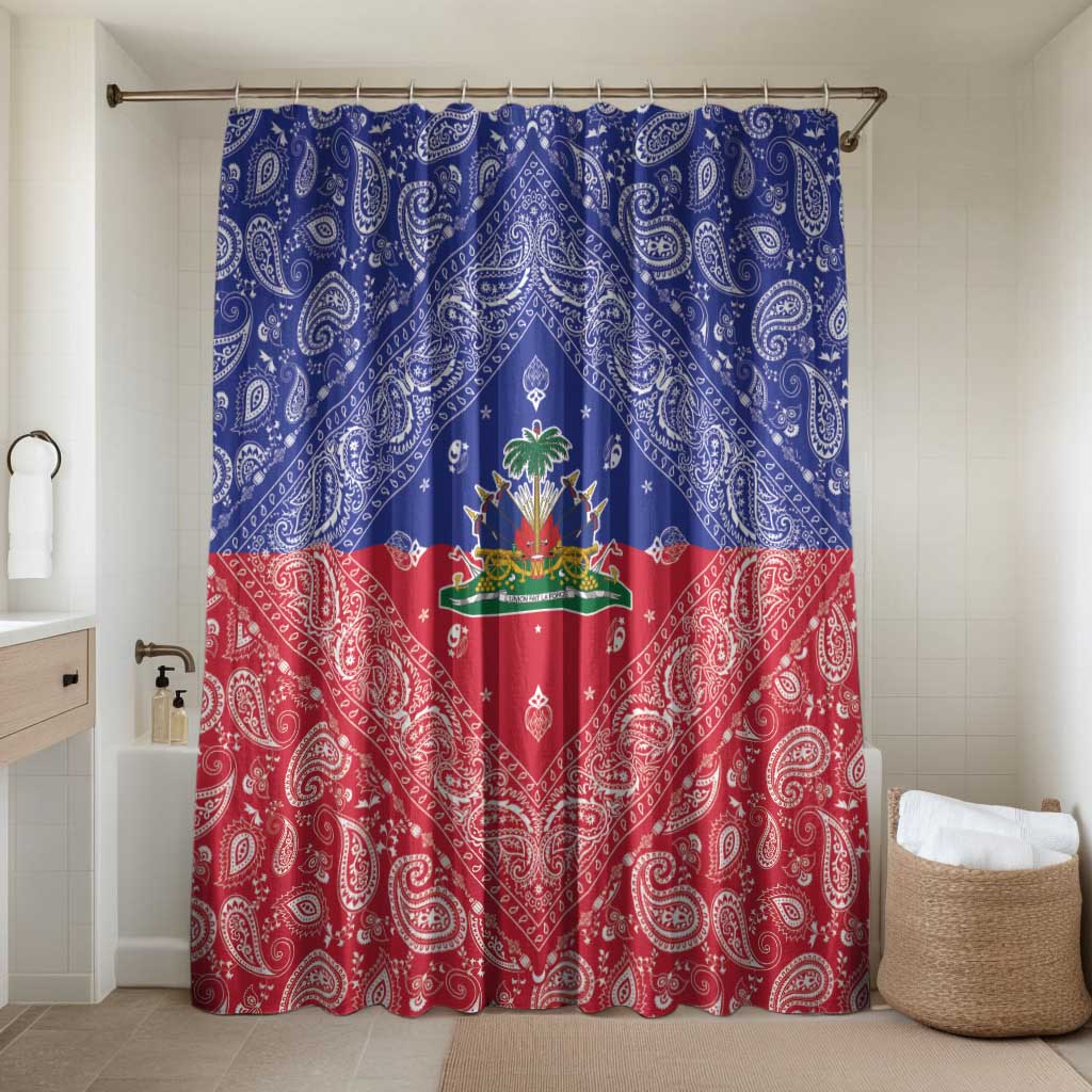 Haiti Paisley Bathroom Set Haitian Flag Bandana Style - Wonder Print Shop