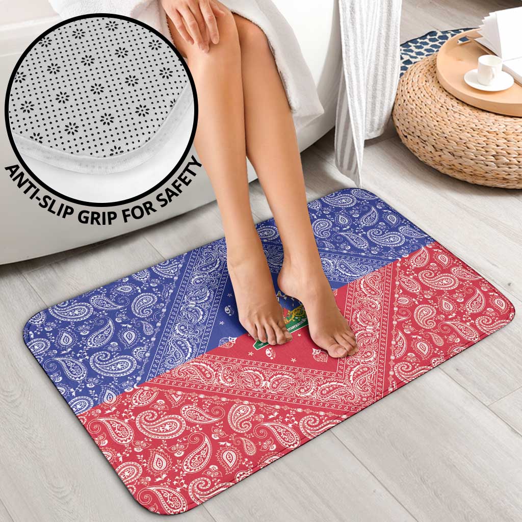 Haiti Paisley Bathroom Set Haitian Flag Bandana Style - Wonder Print Shop
