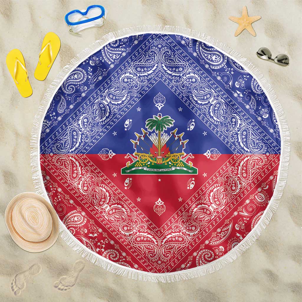 Haiti Paisley Beach Blanket Haitian Flag Bandana Style - Wonder Print Shop