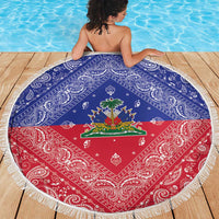 Haiti Paisley Beach Blanket Haitian Flag Bandana Style - Wonder Print Shop