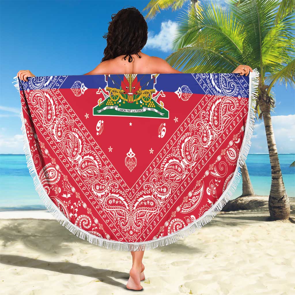 Haiti Paisley Beach Blanket Haitian Flag Bandana Style - Wonder Print Shop