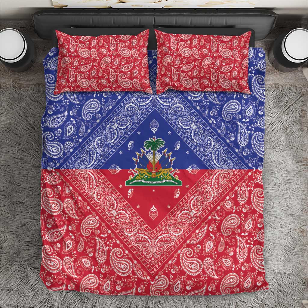 Haiti Paisley Bedding Set Haitian Flag Bandana Style - Wonder Print Shop