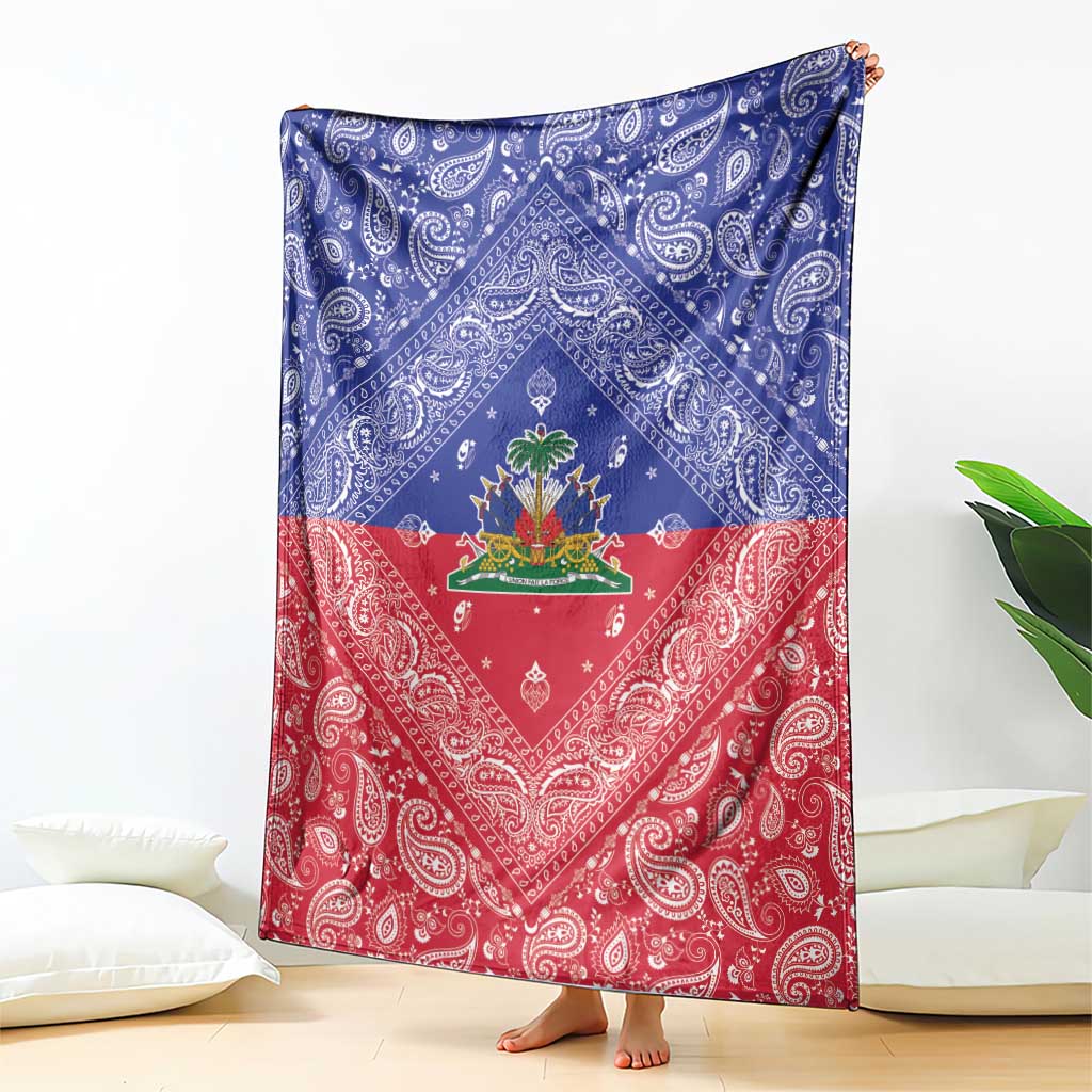 Haiti Paisley Blanket Haitian Flag Bandana Style - Wonder Print Shop