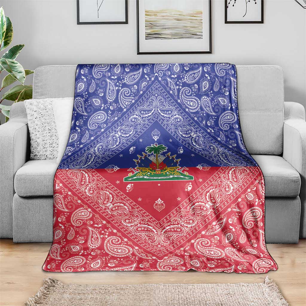 Haiti Paisley Blanket Haitian Flag Bandana Style - Wonder Print Shop