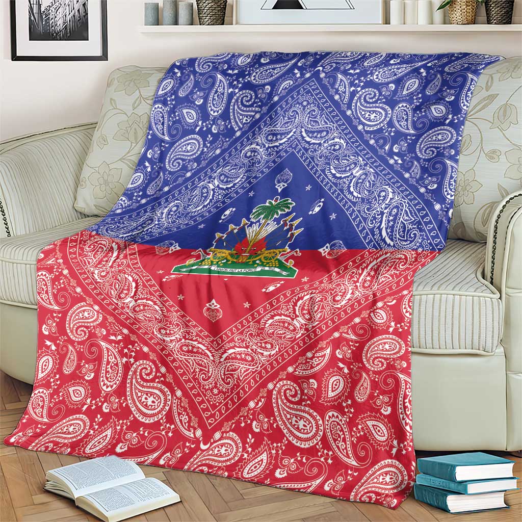 Haiti Paisley Blanket Haitian Flag Bandana Style - Wonder Print Shop