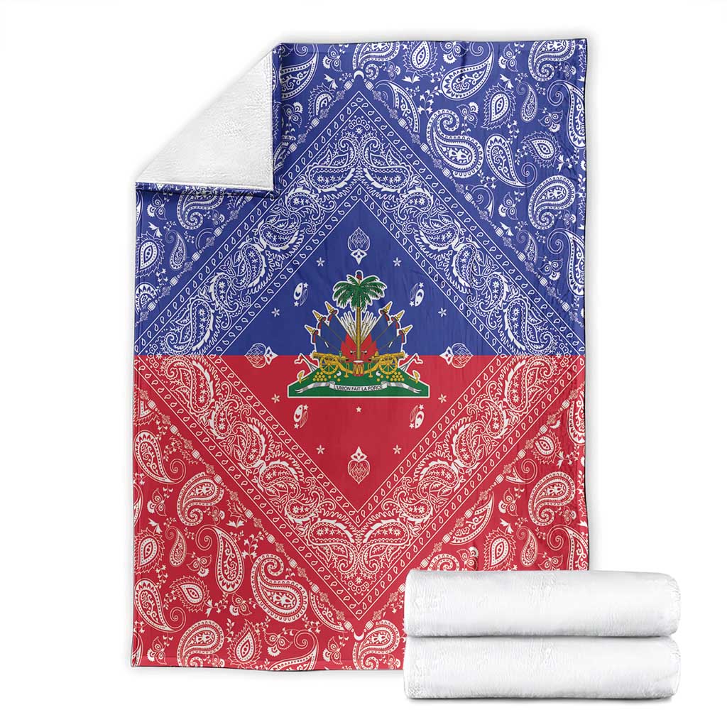 Haiti Paisley Blanket Haitian Flag Bandana Style - Wonder Print Shop