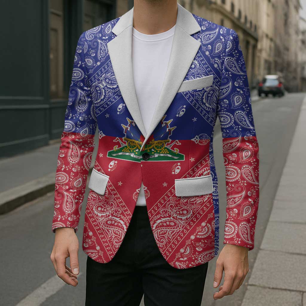 Haiti Paisley Blazer Haitian Flag Bandana Style - Wonder Print Shop