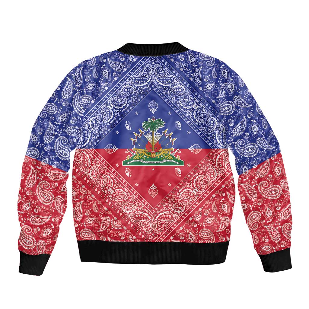 Haiti Paisley Bomber Jacket Haitian Flag Bandana Style - Wonder Print Shop