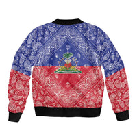 Haiti Paisley Bomber Jacket Haitian Flag Bandana Style - Wonder Print Shop