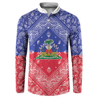 Haiti Paisley Button Sweatshirt Haitian Flag Bandana Style - Wonder Print Shop