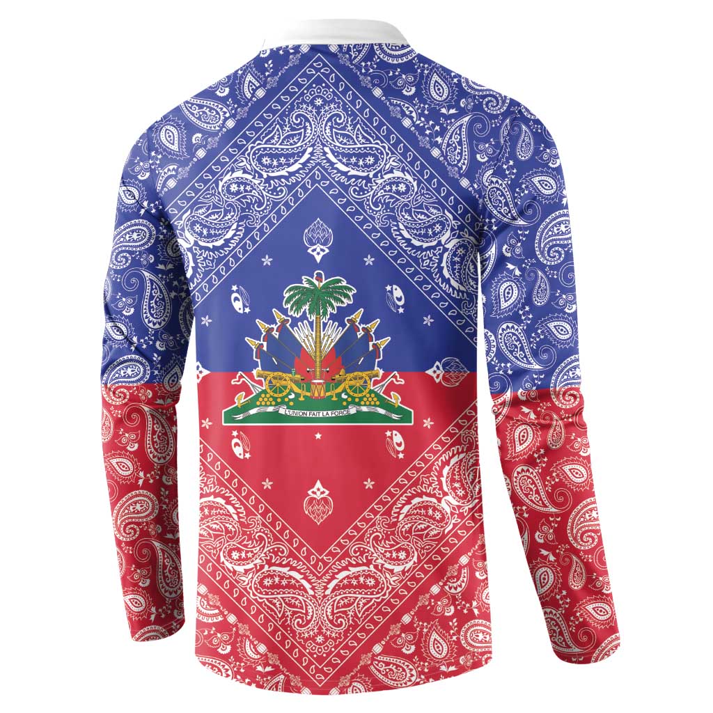 Haiti Paisley Button Sweatshirt Haitian Flag Bandana Style - Wonder Print Shop