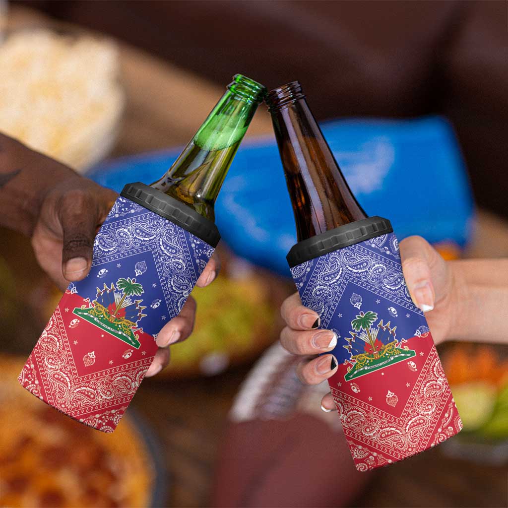 Haiti Paisley 4 in 1 Can Cooler Tumbler Haitian Flag Bandana Style - Wonder Print Shop