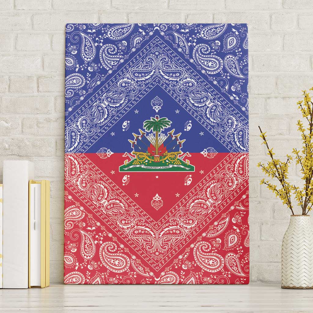 Haiti Paisley Canvas Wall Art Haitian Flag Bandana Style - Wonder Print Shop