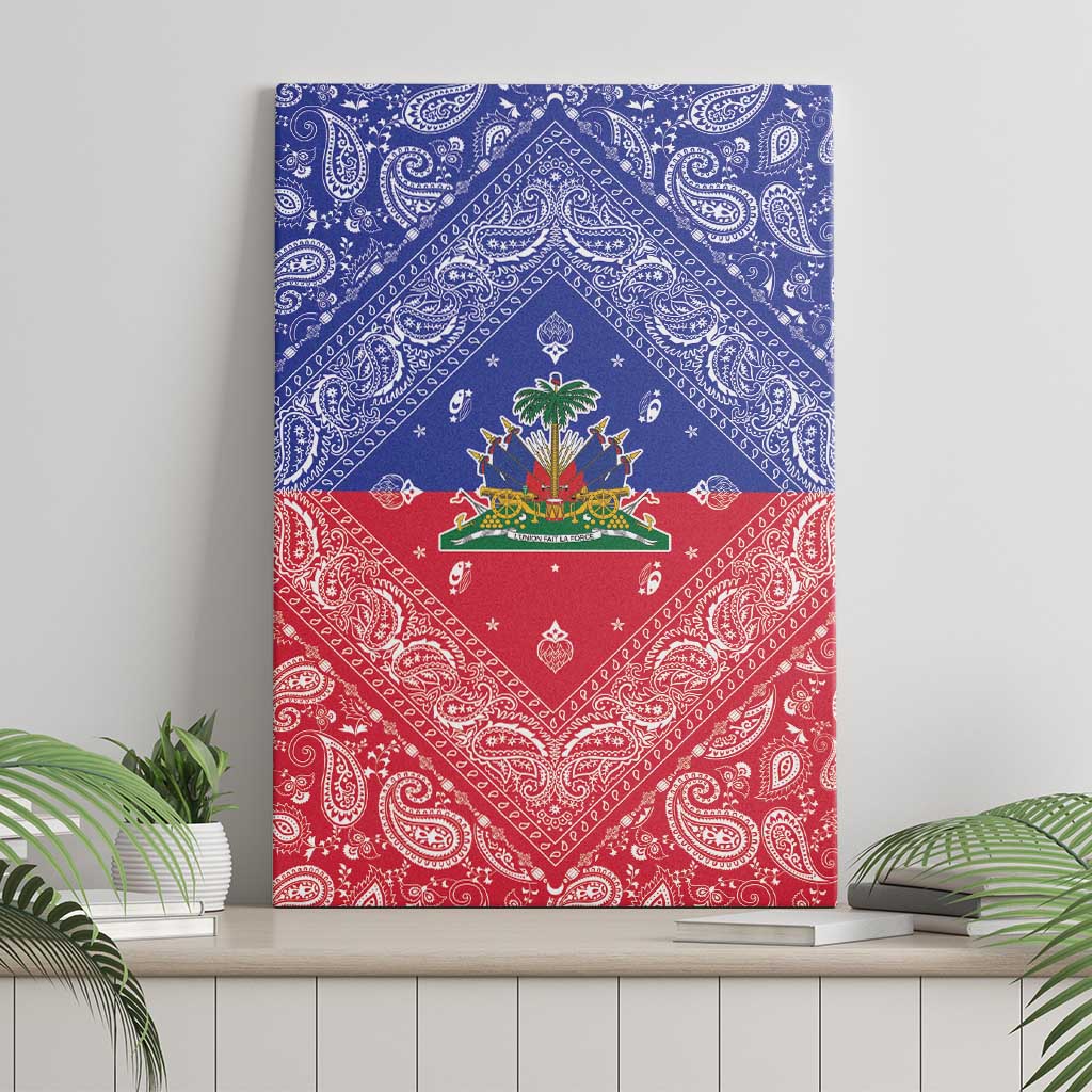 Haiti Paisley Canvas Wall Art Haitian Flag Bandana Style - Wonder Print Shop