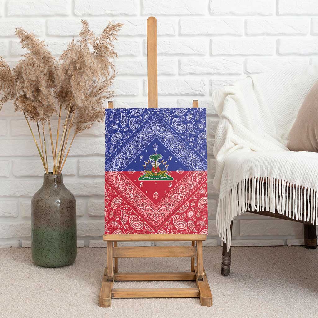 Haiti Paisley Canvas Wall Art Haitian Flag Bandana Style - Wonder Print Shop