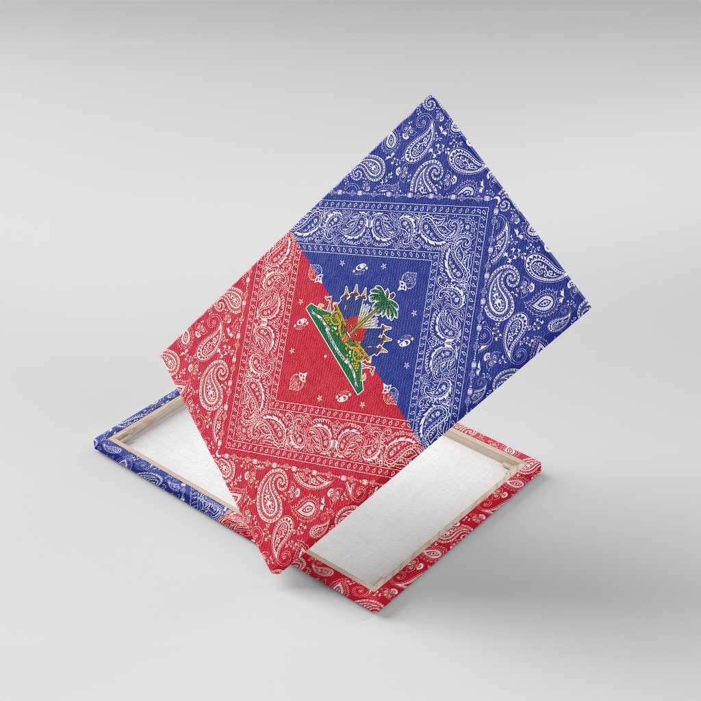 Haiti Paisley Canvas Wall Art Haitian Flag Bandana Style - Wonder Print Shop