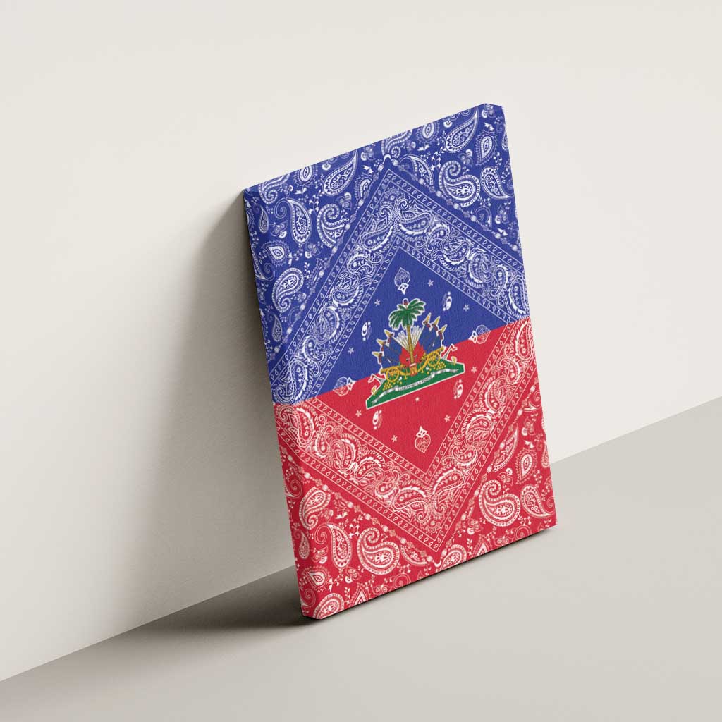 Haiti Paisley Canvas Wall Art Haitian Flag Bandana Style - Wonder Print Shop