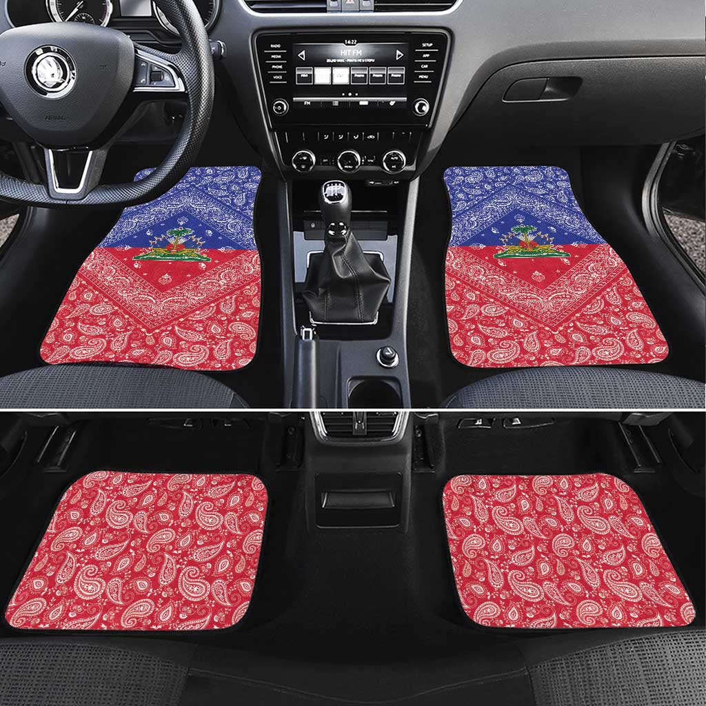Haiti Paisley Car Mats Haitian Flag Bandana Style - Wonder Print Shop