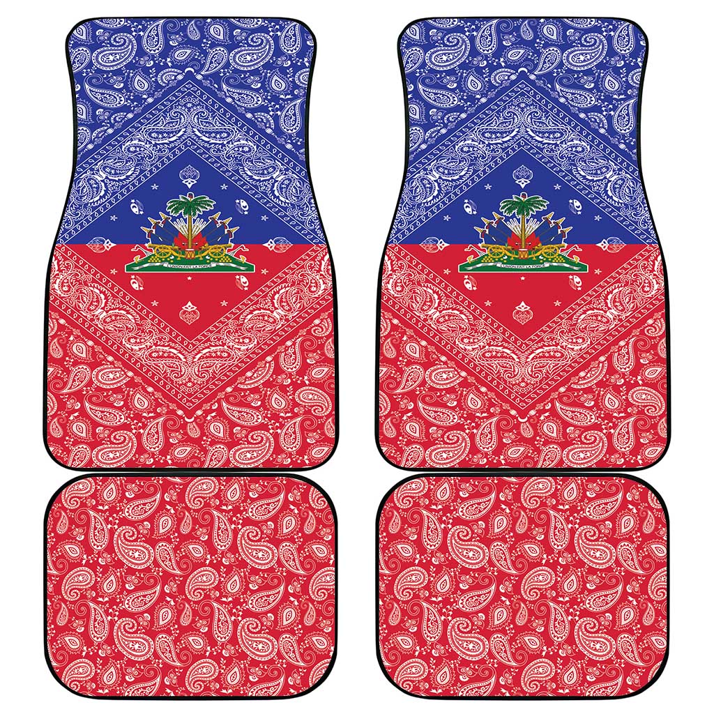Haiti Paisley Car Mats Haitian Flag Bandana Style - Wonder Print Shop