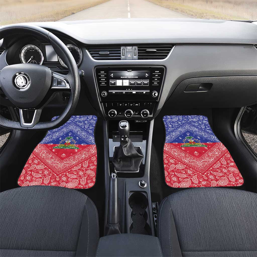 Haiti Paisley Car Mats Haitian Flag Bandana Style - Wonder Print Shop
