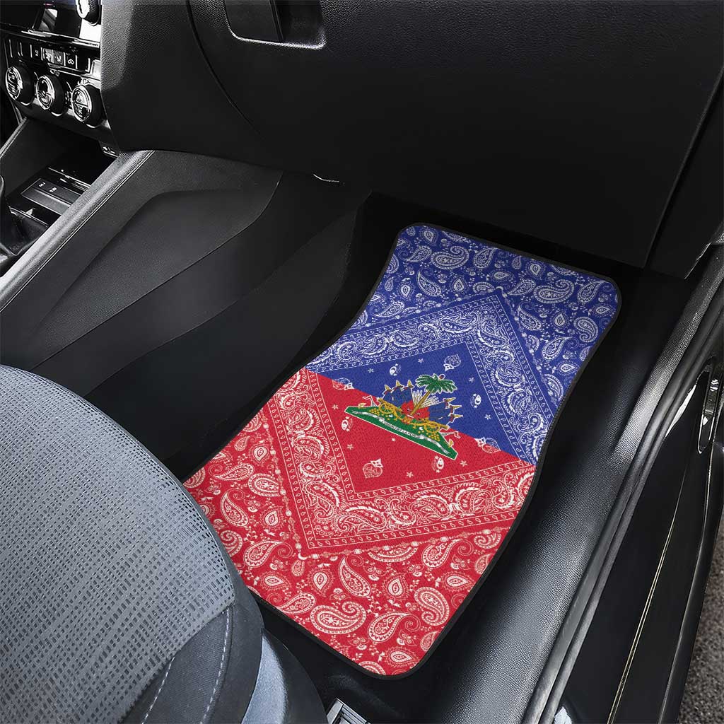 Haiti Paisley Car Mats Haitian Flag Bandana Style - Wonder Print Shop