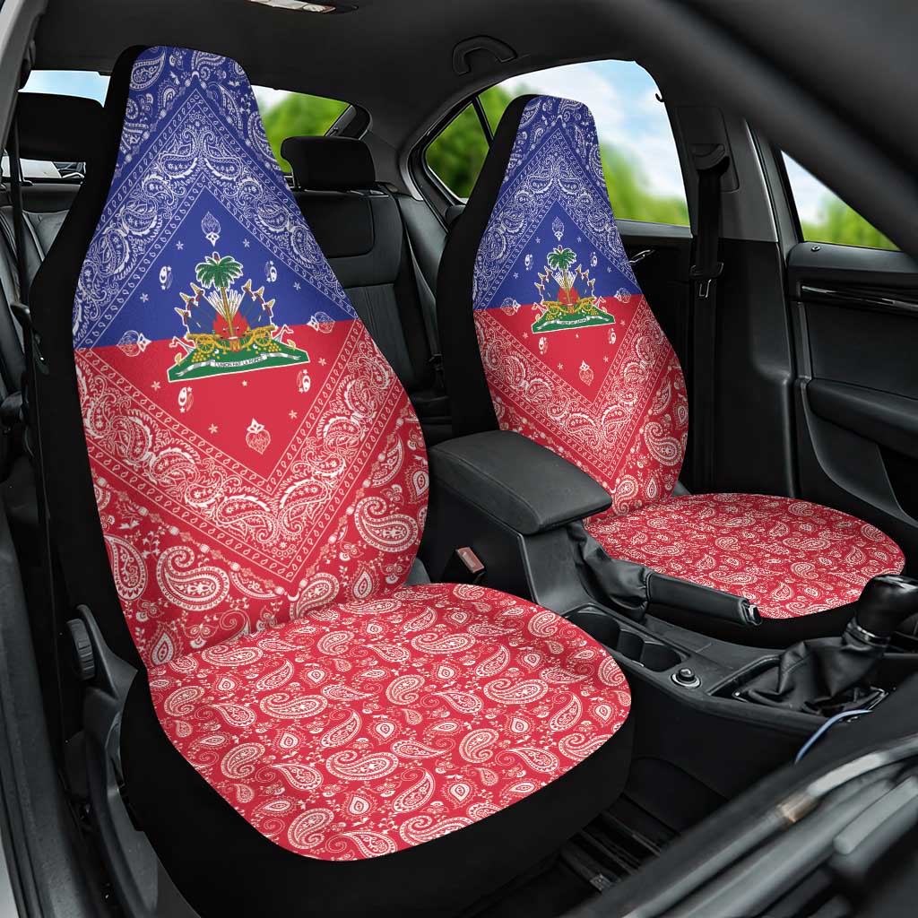 Haiti Paisley Car Seat Cover Haitian Flag Bandana Style - Wonder Print Shop