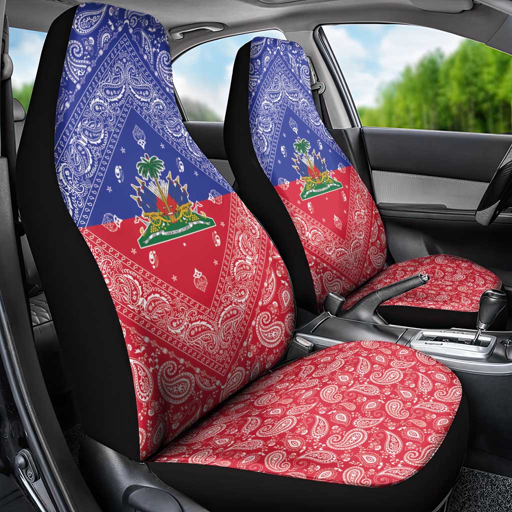 Haiti Paisley Car Seat Cover Haitian Flag Bandana Style - Wonder Print Shop