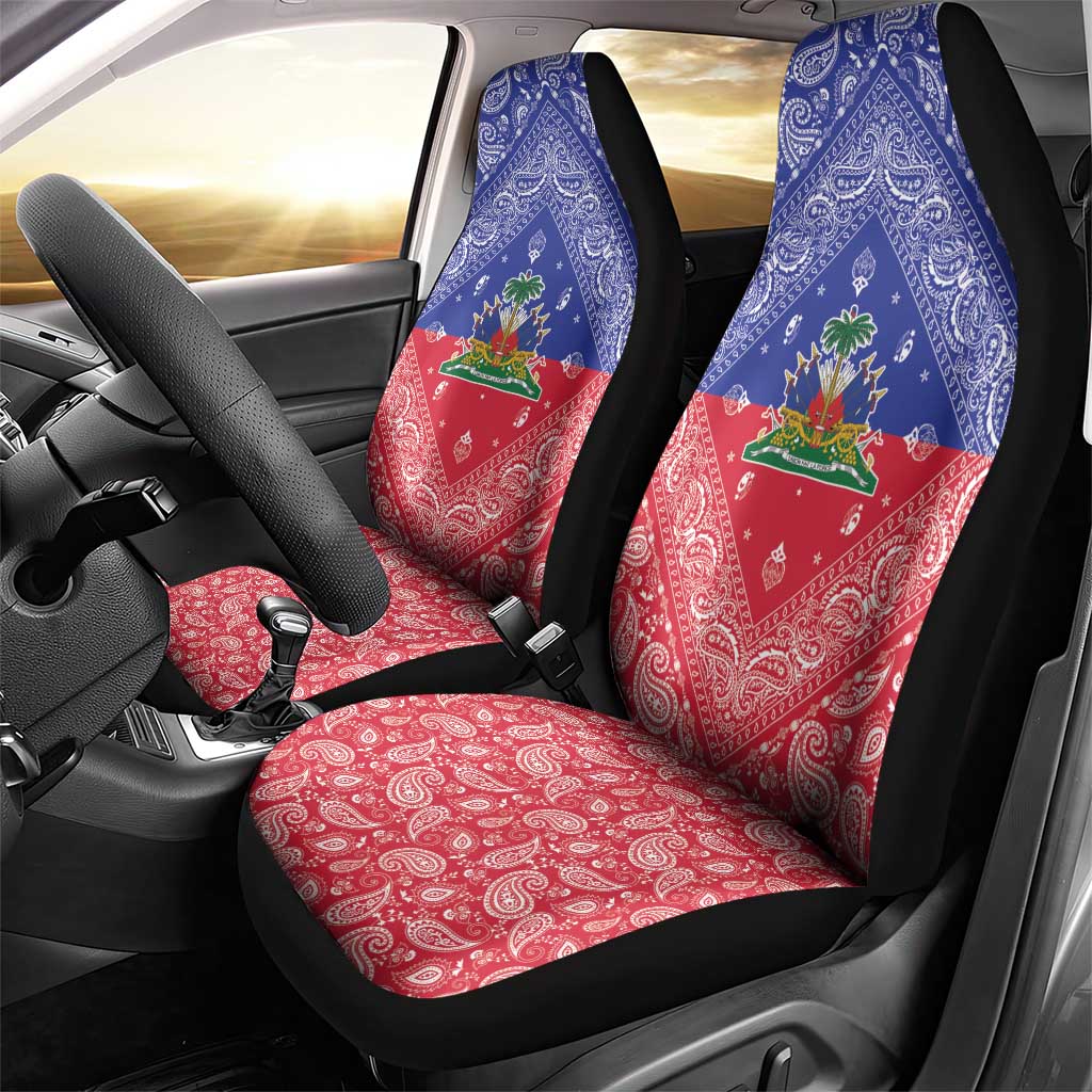 Haiti Paisley Car Seat Cover Haitian Flag Bandana Style - Wonder Print Shop