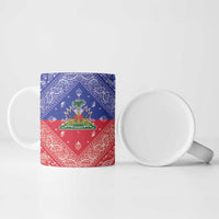 Haiti Paisley Ceramic Mug Haitian Flag Bandana Style - Wonder Print Shop