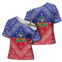 Haiti Paisley Cross Shoulder Shirt Haitian Flag Bandana Style - Wonder Print Shop