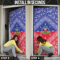 Haiti Paisley Door Cover Haitian Flag Bandana Style - Wonder Print Shop