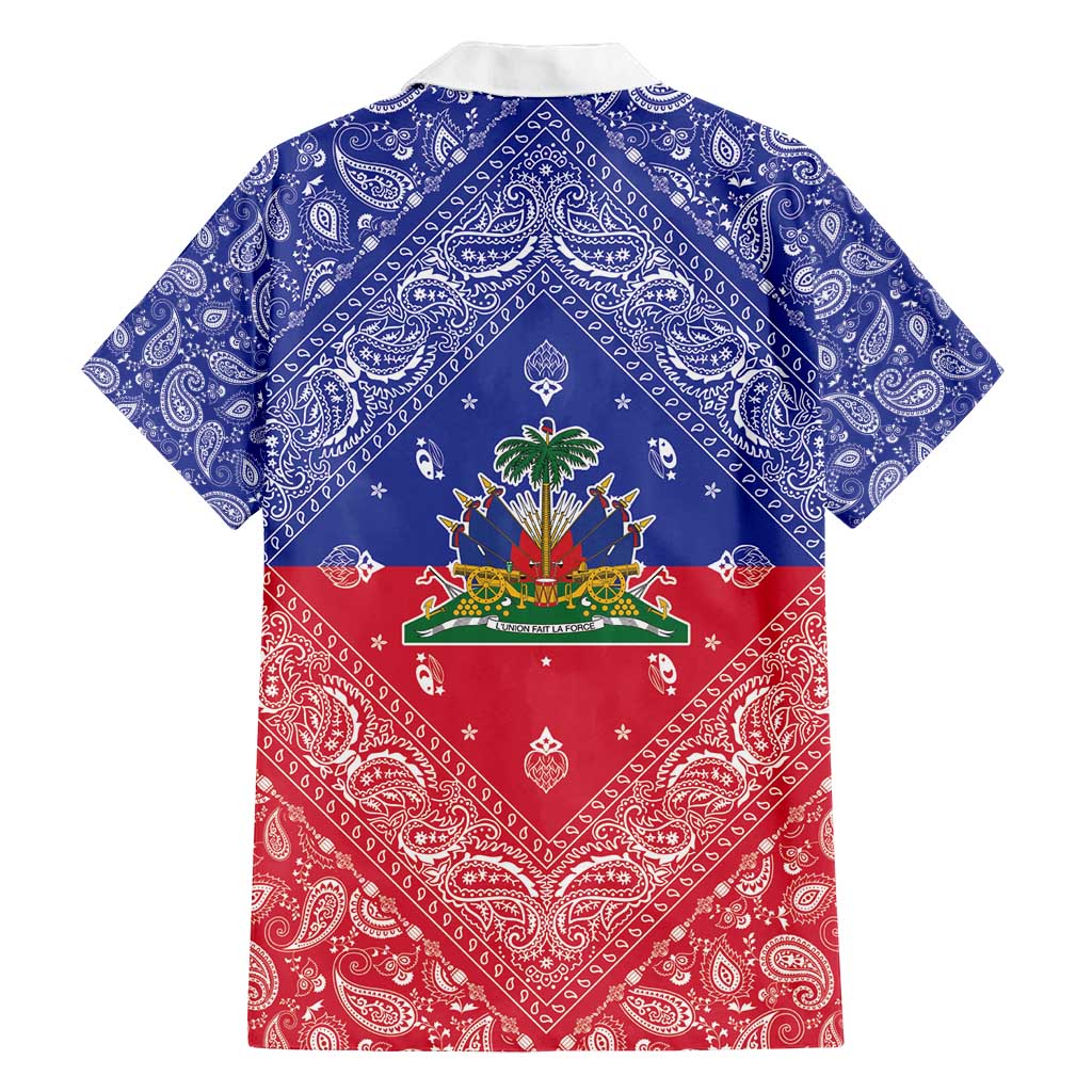 Haiti Paisley Family Matching Long Sleeve Bodycon Dress and Hawaiian Shirt Haitian Flag Bandana Style - Wonder Print Shop