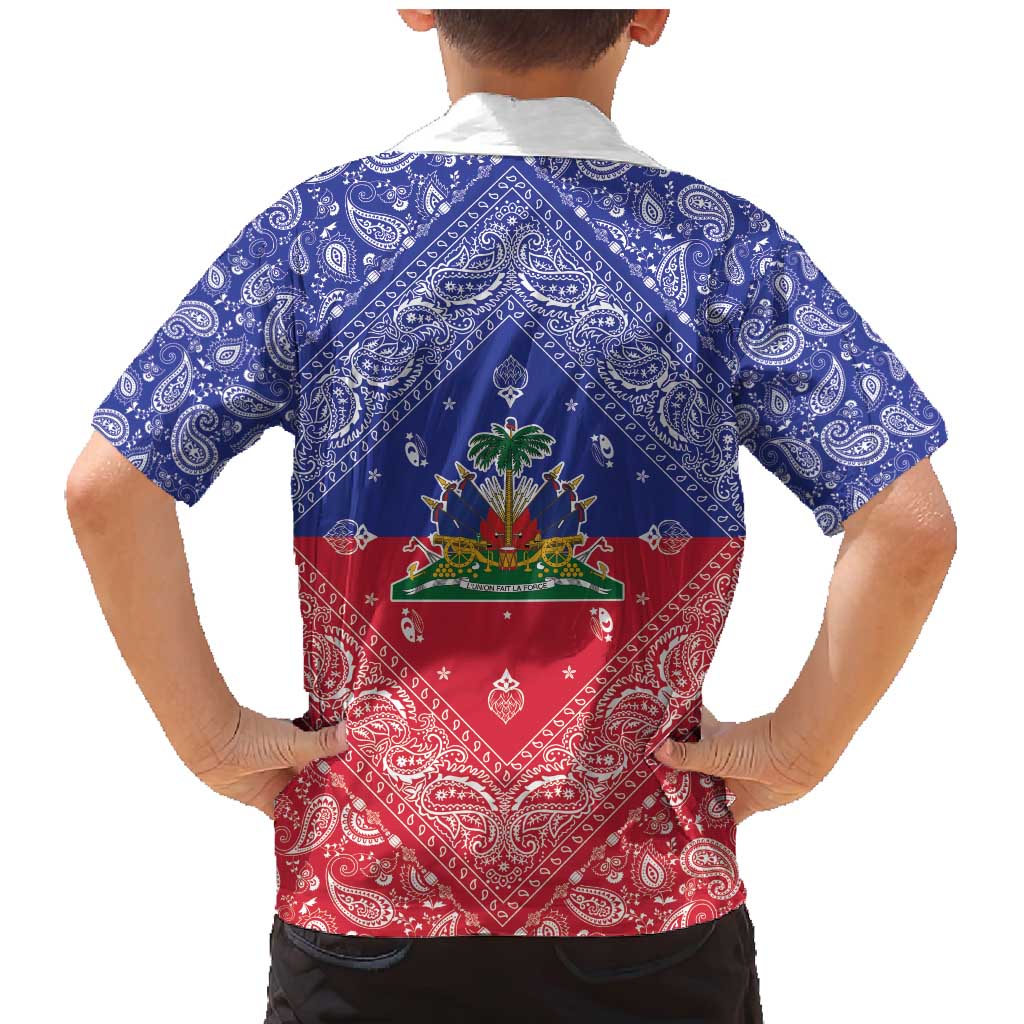 Haiti Paisley Family Matching Mermaid Dress and Hawaiian Shirt Haitian Flag Bandana Style - Wonder Print Shop