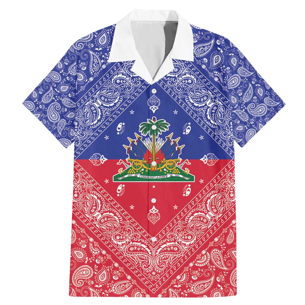Haiti Paisley Family Matching Mermaid Dress and Hawaiian Shirt Haitian Flag Bandana Style - Wonder Print Shop