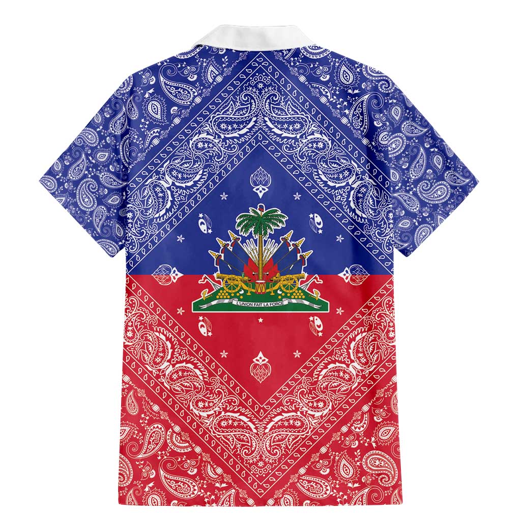 Haiti Paisley Family Matching Mermaid Dress and Hawaiian Shirt Haitian Flag Bandana Style - Wonder Print Shop