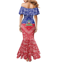 Haiti Paisley Family Matching Mermaid Dress and Hawaiian Shirt Haitian Flag Bandana Style - Wonder Print Shop