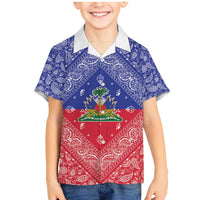 Haiti Paisley Family Matching Mermaid Dress and Hawaiian Shirt Haitian Flag Bandana Style - Wonder Print Shop