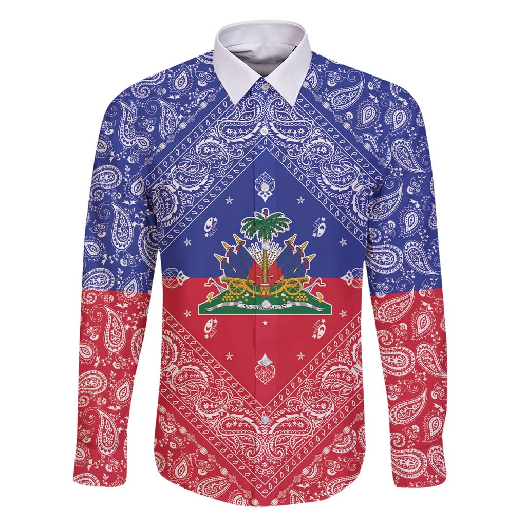 Haiti Paisley Family Matching Short Sleeve Bodycon Dress and Hawaiian Shirt Haitian Flag Bandana Style - Wonder Print Shop