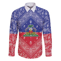 Haiti Paisley Family Matching Short Sleeve Bodycon Dress and Hawaiian Shirt Haitian Flag Bandana Style - Wonder Print Shop