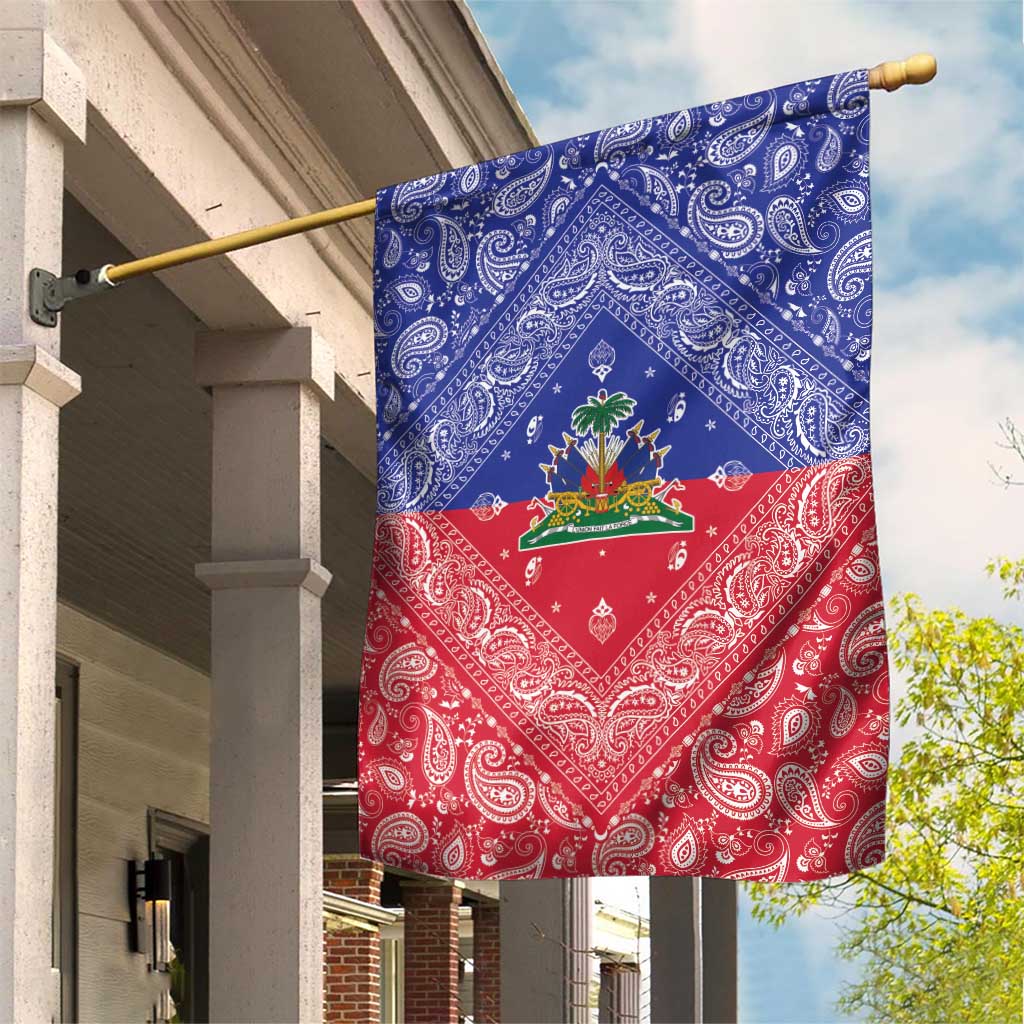 Haiti Paisley Garden Flag Haitian Flag Bandana Style - Wonder Print Shop