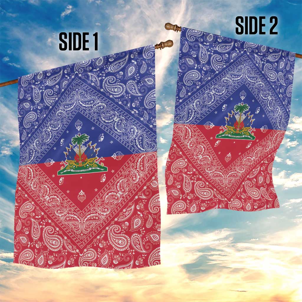 Haiti Paisley Garden Flag Haitian Flag Bandana Style - Wonder Print Shop