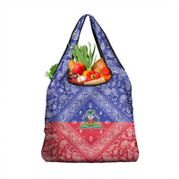 Haiti Paisley Grocery Bag Haitian Flag Bandana Style - Wonder Print Shop