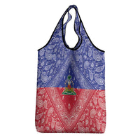 Haiti Paisley Grocery Bag Haitian Flag Bandana Style - Wonder Print Shop