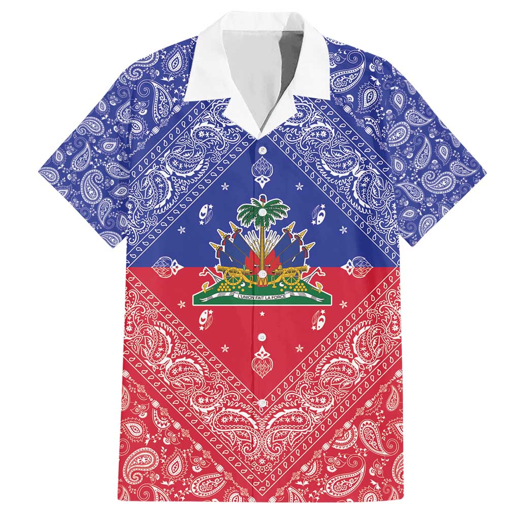 Haiti Paisley Hawaiian Shirt Haitian Flag Bandana Style - Wonder Print Shop