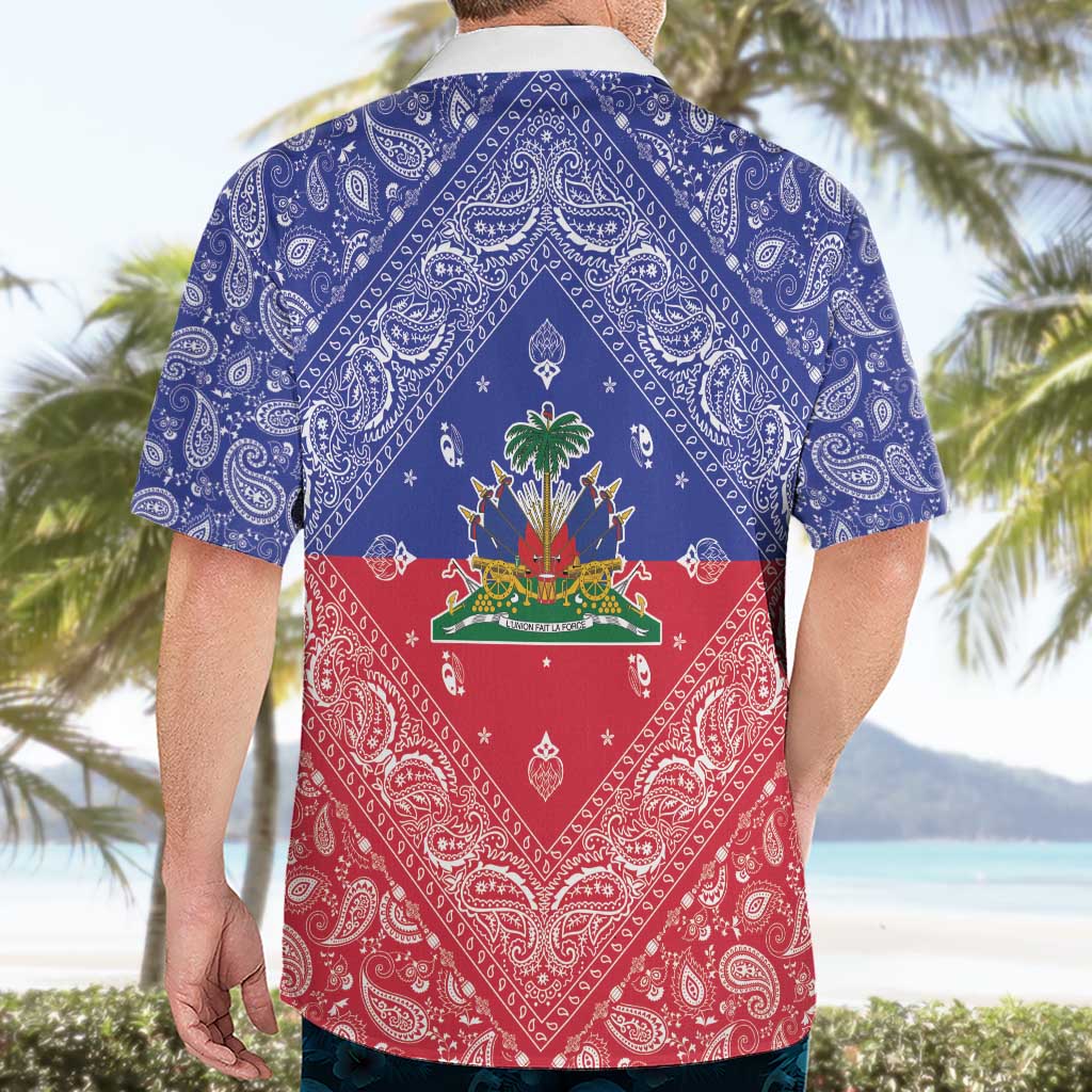 Haiti Paisley Hawaiian Shirt Haitian Flag Bandana Style - Wonder Print Shop