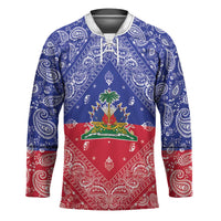 Haiti Paisley Hockey Jersey Haitian Flag Bandana Style - Wonder Print Shop
